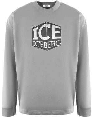 Ice Iceberg Cubed Logo Sweatshirt Cotton - Grey