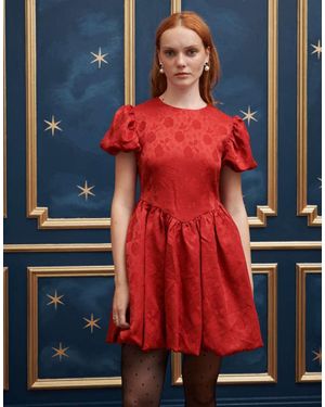 Sister Jane Drop Hem Jacquard Mini Dress - Red