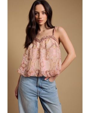 Oasis Rope Neck Bubble Hem Cami Blouse - Blue