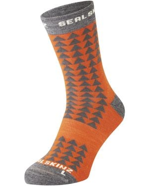 SealSkinz Merino Mid Length Hardloopsokken Voor Mannen En Vrouwen - Oranje