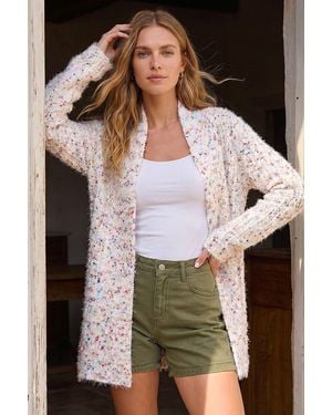 Roman Nep Long Line Cardigan - Brown