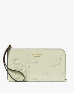 Kate Spade Lucy Forest Blooms Applique Medium L-Zip Wristlet - Natural