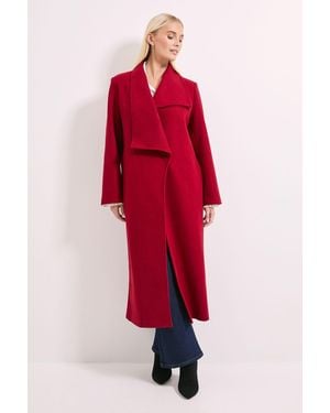 Wallis Principles By Collar Wrap Maxi Coat - Red