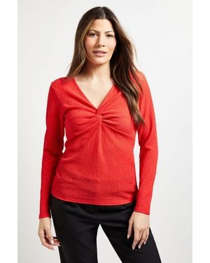 PRINCIPLES Crinkle Jersey Twist Front Top - Red