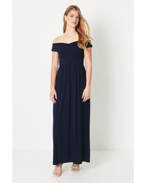 Debut London By Coast Bardot Pleated Jersey Bridesmaids Dress - Blue