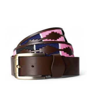 Woodland Leathers Polo Leather Belt With Colourful Embroidered Stitching