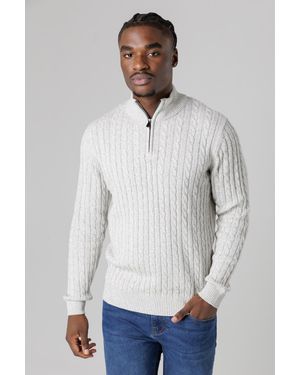 Tokyo Laundry Quarter Zip Cotton Blend Jumper - Grey
