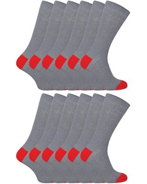 Sock Snob 12 Pair Multipack Cotton Socks - Grey