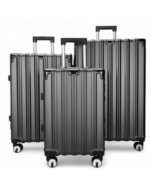 Infinity Leather Hardshell Charcoal Suitcase Robust 8 Wheel Luggage Cabin Case Bag - Grey