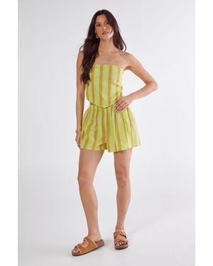 Nasty Gal Cotton Gauze Stripe Shorts - Yellow