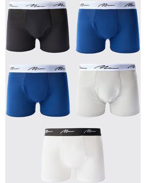 BoohooMAN 7 Pack Mixed Colour Trunks - Blue