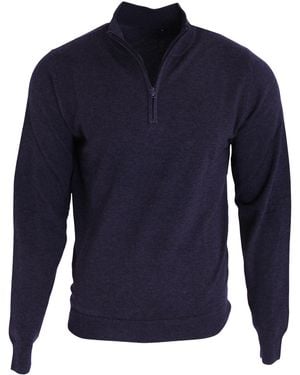 PREMIER 1/4 Zip Neck Knitted Jumper - Blue