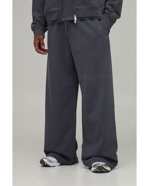 BoohooMAN Wide Leg Premium 480Gsm Washed Jogger - Black