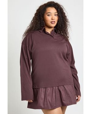 Boohoo Plus Frill Hem T-Shirt Dress - Purple