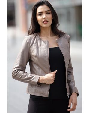 Ashwood Leather 'Francesca' Collarless Real Fashion Jacket - Grey