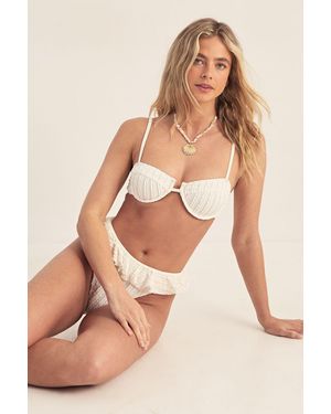 Nasty Gal Textured Underwire Ruffle Bikini Set - Natural