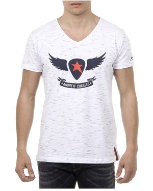 Andrew Charles by Andy Hilfiger T-Shirt Short Sleeves V-Neck Aaron - White