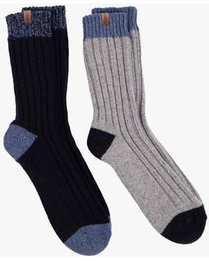 Totes Toasties Chunky Twist Wool Blend Boot Socks (Twin Pack) - Blue