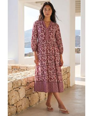 Roman Petite Border Print Midi Dress - Red