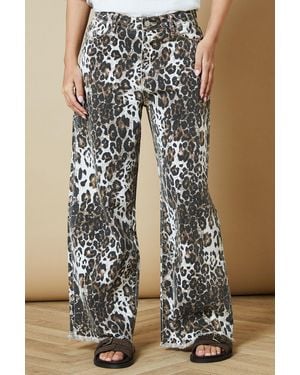 Oasis Print Wide Leg Jean - Multicolour