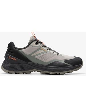 Clarks Stanway Lace Khaki Combination Trainers - Black