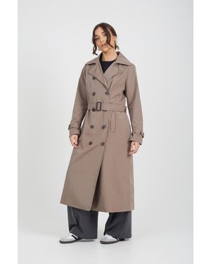 Brave Soul Double-Breasted Longline Trench Coat - White