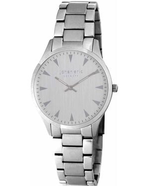 Johan Eric Helsingƒ¸R, Dial Watch W Triangular Hr-Markers, Brushed & Polished Solid Stainless Steel Bracelet - Grey