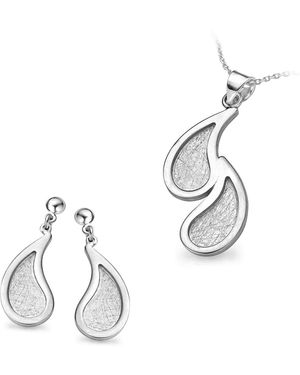 Orphelia 925 Sterling Set: Chain-Pendant + Earrings - Metallic