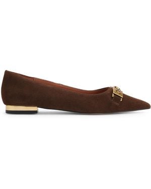 Kurt Geiger Suede Kingsley Pointed Flat Ballet Flats - Brown