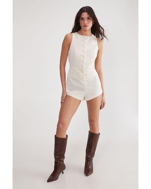 Nasty Gal Essentials Tailored Playsuit - White