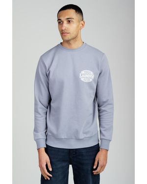 Tokyo Laundry Printed Brushed Back Fleece Crew Neck Sweatshirt - Blue