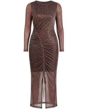 Ted Baker Anthers Metallic Bodycon Gathered Dress - Brown