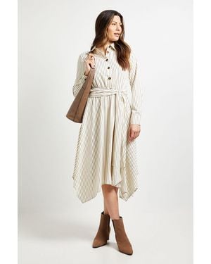 Wallis Stripe Belted Shirt Dress - Natural