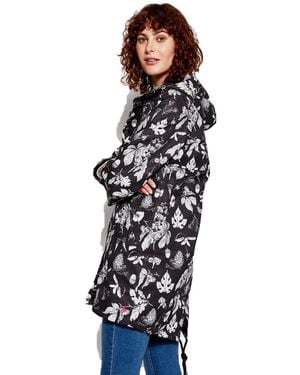 Joules Ladies Z Raine Printed Mid Length Waterproof Rain Jacket - Blue