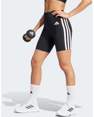 adidas Optime Essentials 3-Stripes Short Leggings - Black