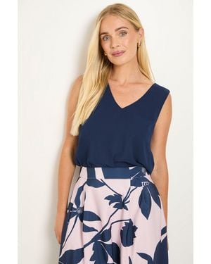 Wallis Petite Chiffon V Neck Cami Top - Blue