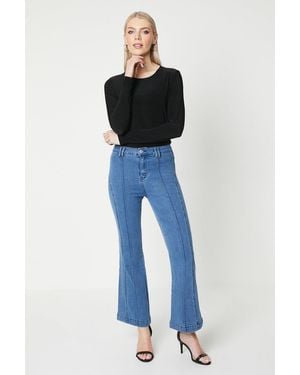 PRINCIPLES Petite Seam Detail Flare Jean - Blue