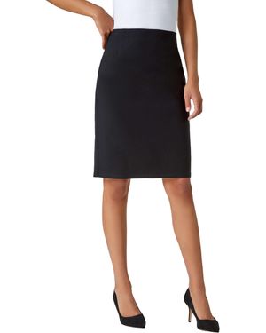 Roman Pull On Stretch Elastic Waist Pencil Skirt - Black