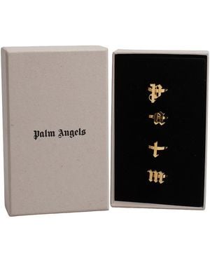 Palm Angels Set Van 4 Ringen Met Logo Letters Pmoc015E23Mat0017676 - Metallic