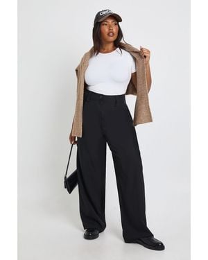 Boohoo Plus Woven Tailored Barrel Leg Trouser - White