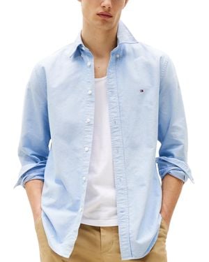 Tommy Hilfiger Shirts Regular Fit Oxford Long Sleeve Casual Cotton Formal - Blue