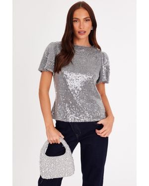 Quiz Sequin Embellished Top - Black