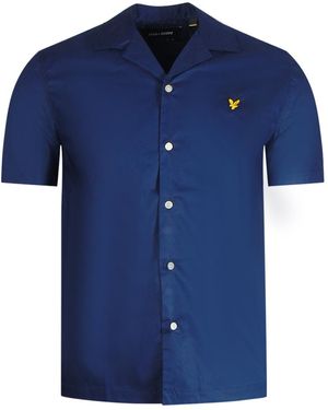 Lyle & Scott Short Sleeve Resort Shirt Cotton - Blue