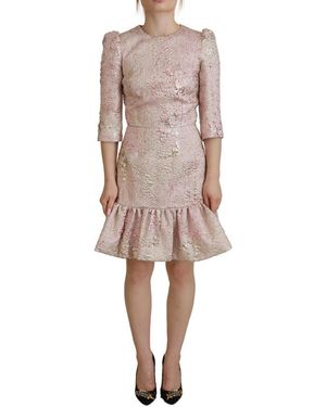 Dolce & Gabbana Jacquard Schede Midi Jurk - Naturel