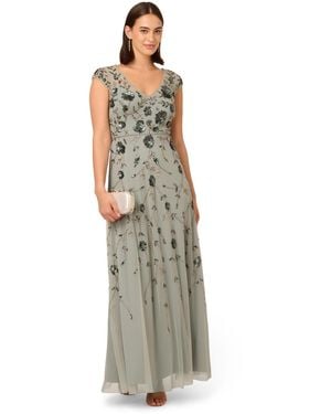 Adrianna Papell Long Beaded Dress - Green