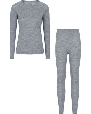Mountain Warehouse Merino Top & Trousers Isotherm Cosy Outdoors Base Layer Set - Grey