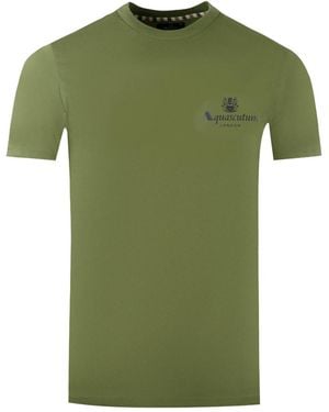 Aquascutum London Aldis Brand Logo On Chest Army T-Shirt Cotton - Green