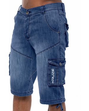 Kruze By Enzo Cargo Combat Shorts - Blue