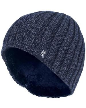 Heat Holders Fleece Lined Ribbed Winter Hat - Blue