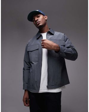 TOPMAN Lightweight Ripstop Jacket - Grey